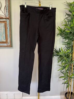Gloria Vanderbilt pull on thick Black Stretch trouser pants EUC 12